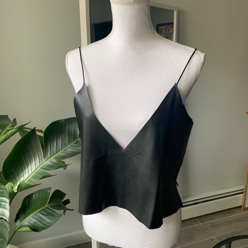 Faux leather cami